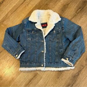 Y&F Button Down Sherpa Lined Blue Denim Jean Jacket Boy's Size XXL